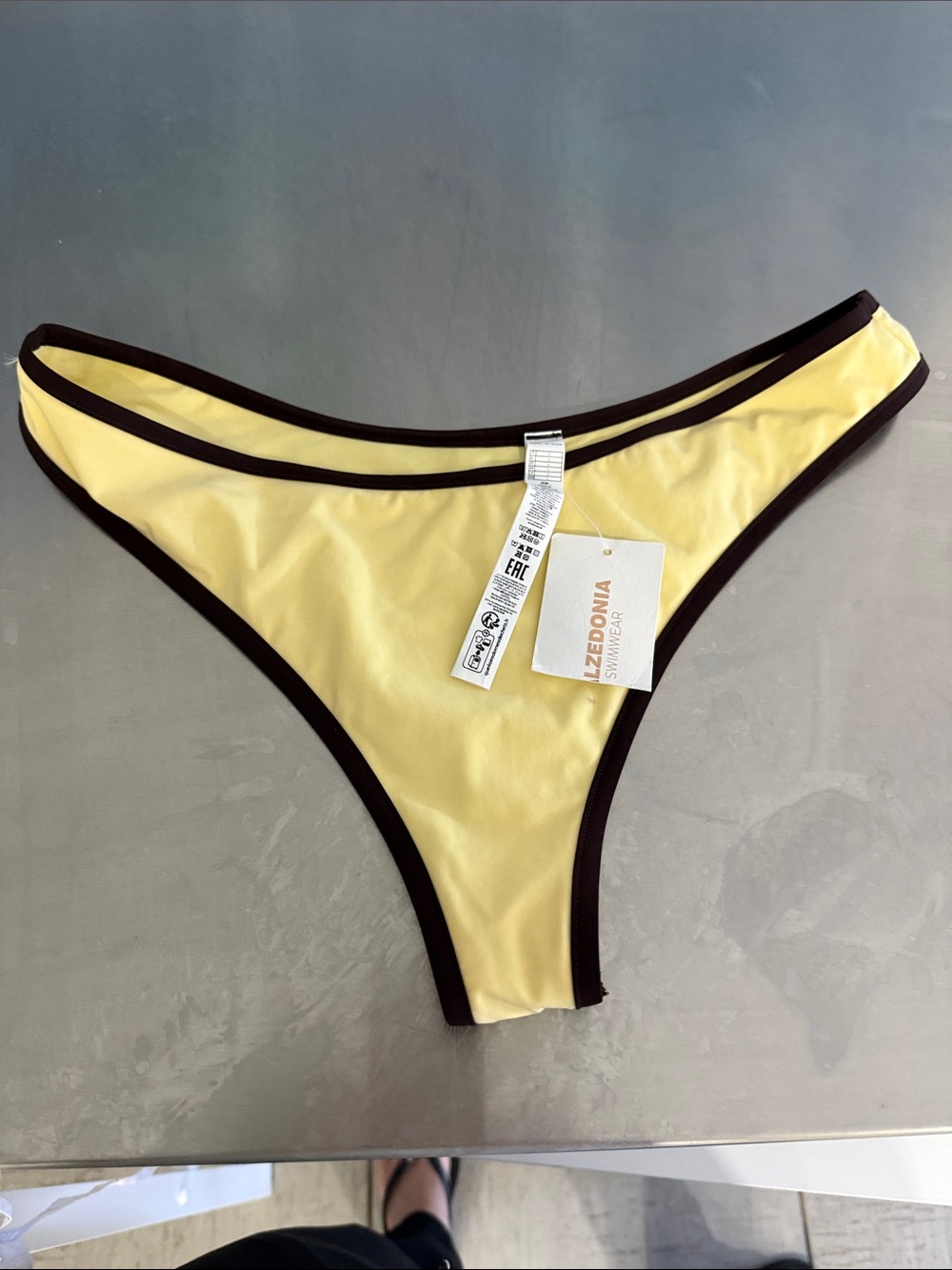 Calzedonia Yellow Bikini Bottom with Dark Trim